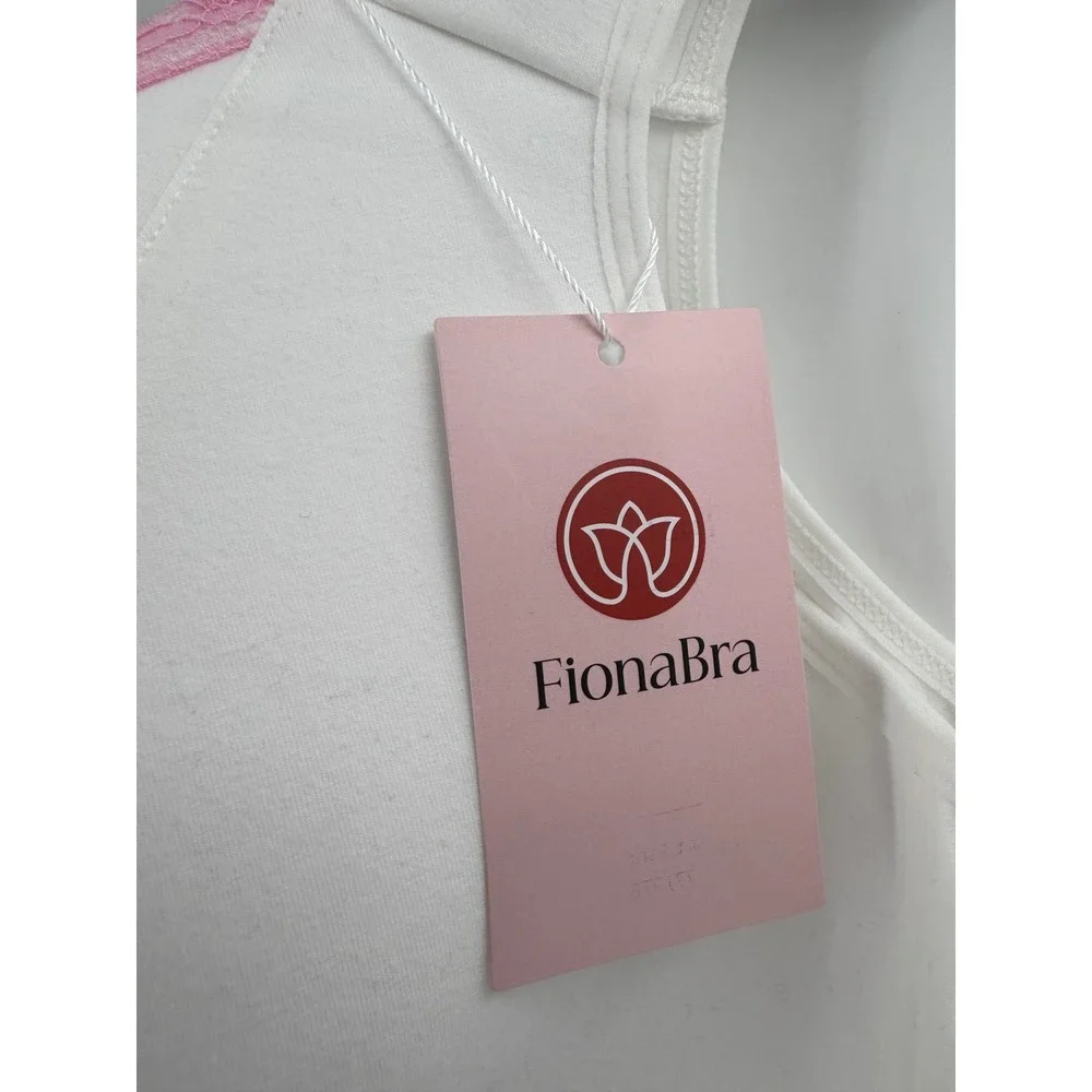 NWT FionaBra Front Wrap Closure Bra Women 4XL White Pink Lace Trim Adaptive